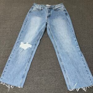 Princess Polly Denim Straight Leg Jeans Blue Light Wash Women's Size US 4